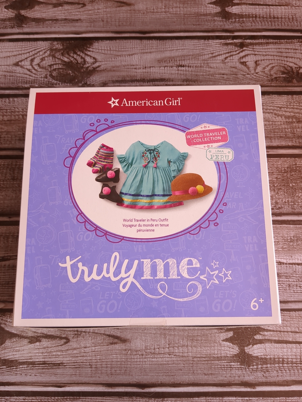 American Girl Truly Me World Traveler in Peru Outfit - Teal Dress with Brown Hat